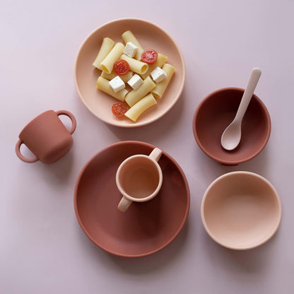 EKOBO Silicone Baby Plates with Suction Set, 2 Suction plates for Toddlers and Babys in Blush & Terracotta, High-Rim (photo 3)