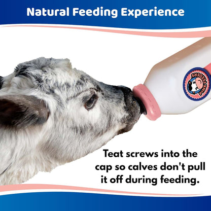 Pink Feeders 2-Quart Square Calf Bottle with Thriver Teat