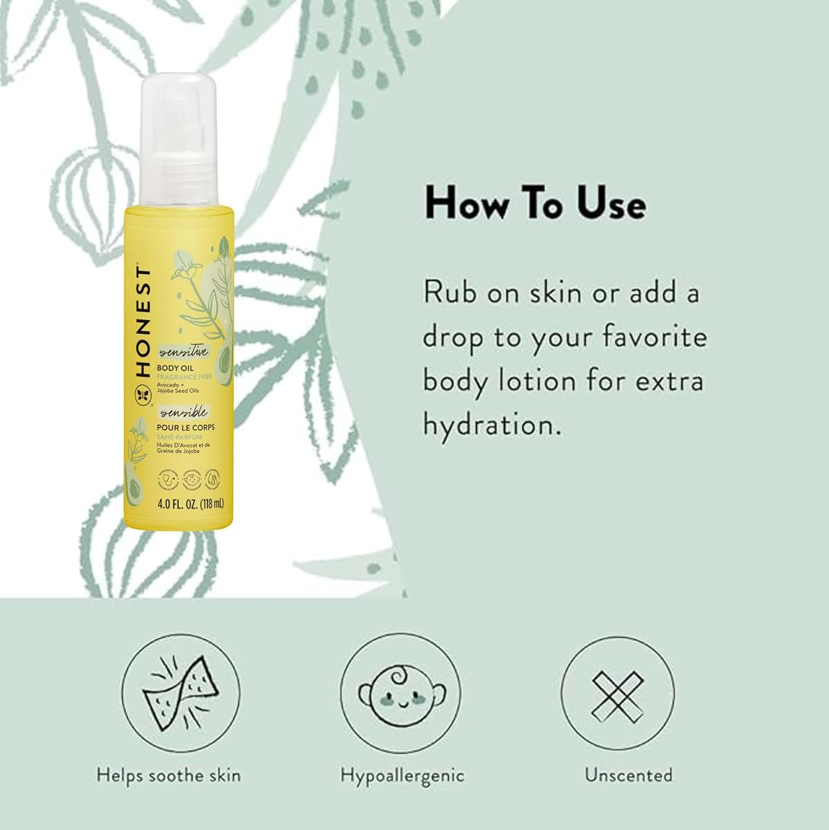 The Honest Company Fragrance-Free Moisturizing Body Oil, Pack of 2 (photo 3)