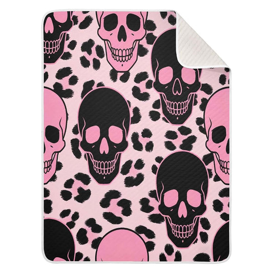 decor gift Fleece Blanket Breathable Skull Leopard Black Pink Baby boy Receiving Blankets for Newborns, Infants, &