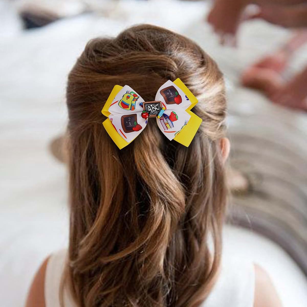 Ecuupas Back To School Pencil And Bow Hair Clip Set