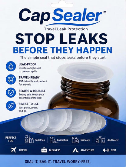 CapSealer Leak Proof Travel Bottle Seals for Toiletries, 25 Pack (photo 2)