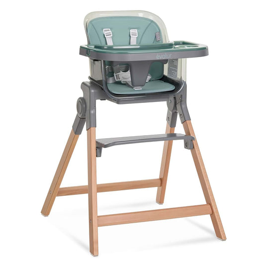 Evolur Tiny Throne 3-in-1 Convertible High Chair, Removable & Dishwasher Safe Tray, Converts to Booster Seat & Adult