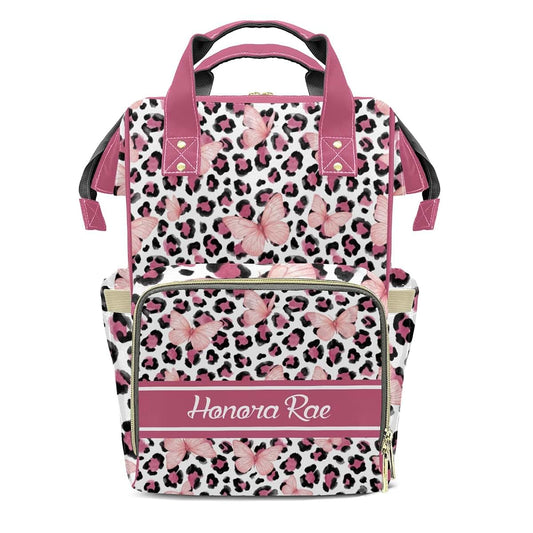 Joyestore Leopard Butterfly Print Custom Diaper Backpack Mom Baby Bag Parent Gift