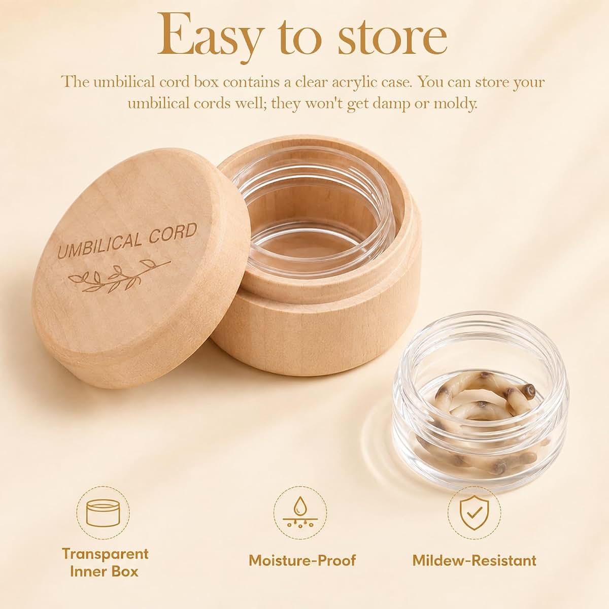 Macuezu Umbilical Cord Keepsake Box, Baby Keepsake Box with Transparent Boxes (photo 3)