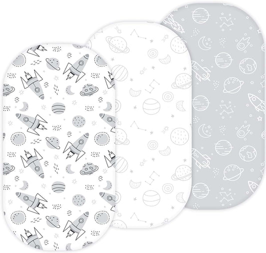 TANSY PANDA TansyPanda 30x18 Bassinet Sheets Set, Snug Fit for All Oval Bassinets Like Maxi COSi, Dream On Me, Baby