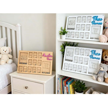 Andisijq My First Year Photo Frame Personalized Baby Milestone Keepsake