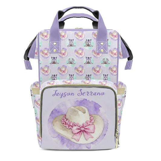 YallLocoMo Personalized Diaper Bag Backpack Name Watercolor Cowgirl Hat and Boot Floral Clear Up Clutter: Big Capacity