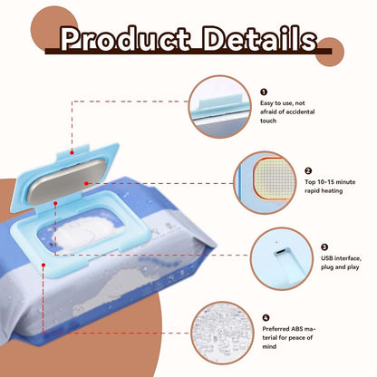 Jwthee Baby Wipe Warmer, Constant Temperature Evenly Heating Portable USB Wet Wipe Heater for Babies Portable Wipe (photo 4)