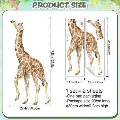 DTLIFEK Large Giraffe Wall Decals Removable Jungle Animal Wall Stickers