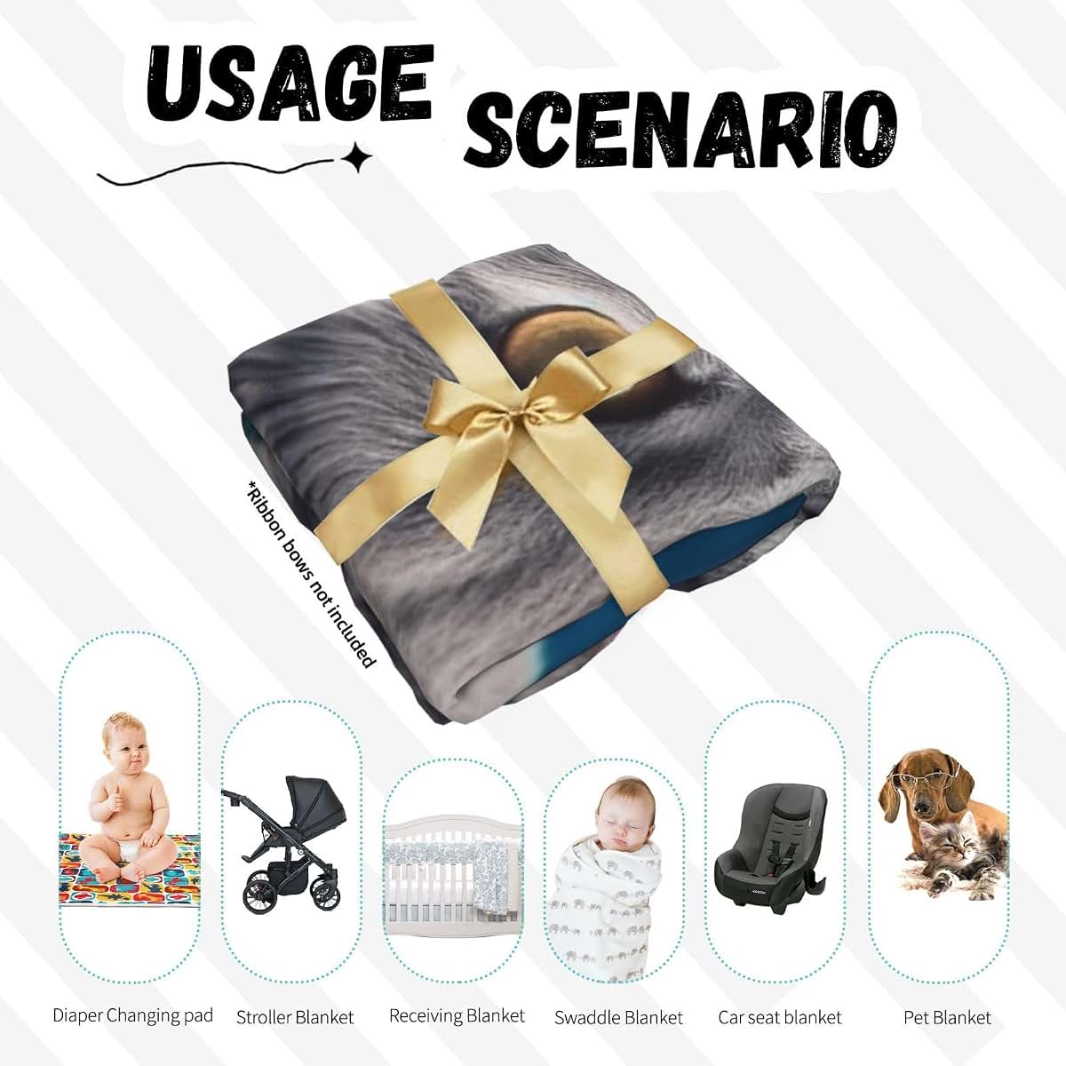 LHDGBNV Blue Cat Swaddle Blanket And Beanie Hat Set (photo 4)