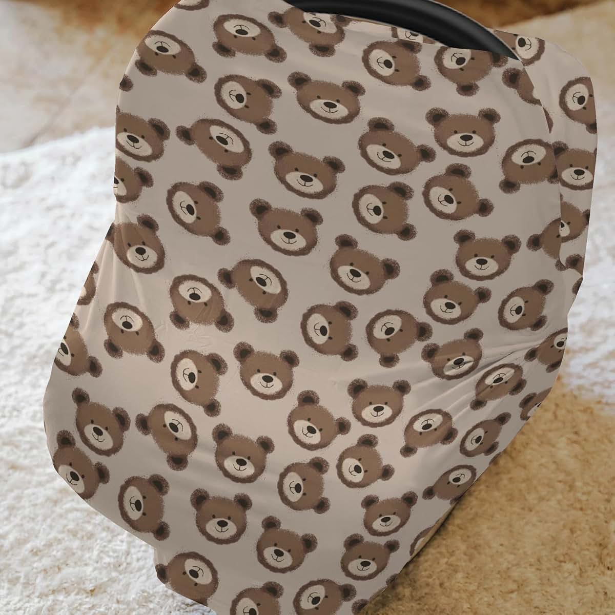 Boho Bears Car Seat Canopy Cover for Baby: Stretchy Nursing Accessory