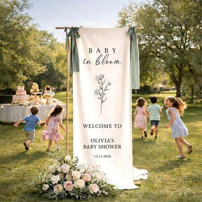 Master Viper Baby In Bloom Personalized Linen Backdrop Sign (photo 4)