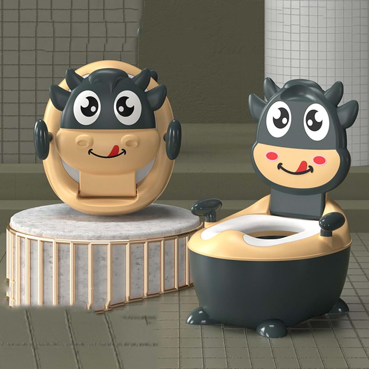 KtEli Potty Training Toilet and Toddler Toilet Seat - Toilet Training Potty with Fun Flushing and Cheering Sounds