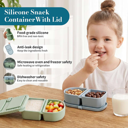 Qingqiuyuda Veggie And Dip Snack Container 2-Pack, Small Divided Snack Box