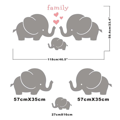 GESTYZ Elephant Family Wall Decal Vinyl Wall Stickers Gray Soft Pink (photo 4)