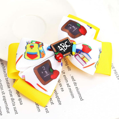 Ecuupas Back To School Pencil And Bow Hair Clip Set