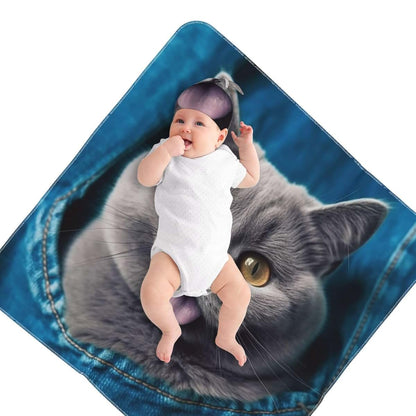 LHDGBNV Blue Cat Swaddle Blanket And Beanie Hat Set (photo 2)