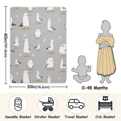Ollabaky Seagulls Funny Birds Baby Blanket 30x40 Inch