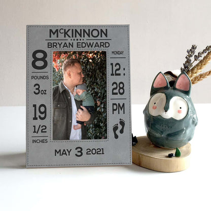 PlaqueMaker Personalized New Baby Information Picture Frame - Gray