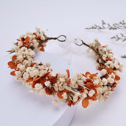 PoshMyra Flower Crown Headband for Toddler Girls 1-3 Years, Dried Flower