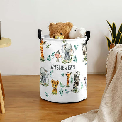 Joyestore Safari Animal Elephant Zebra Leopard Storage Bin, Waterproof Oxford Fabric Clothes Basket Organizer for (photo 3)