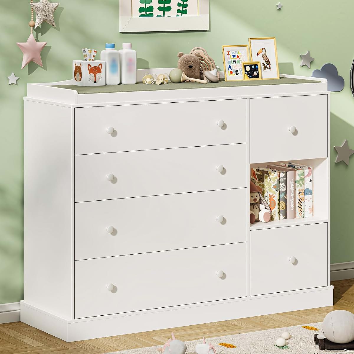 Halitaa Kids Dresser Cabinet with 6 Drawers for Nursery Storage