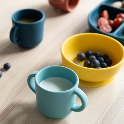 EKOBO Silicone Suction Bowls for Baby Set, 2 Toddler Bowls (Blue AByss & Lagoon), 10oz High-Rim Baby Bowl with Suction