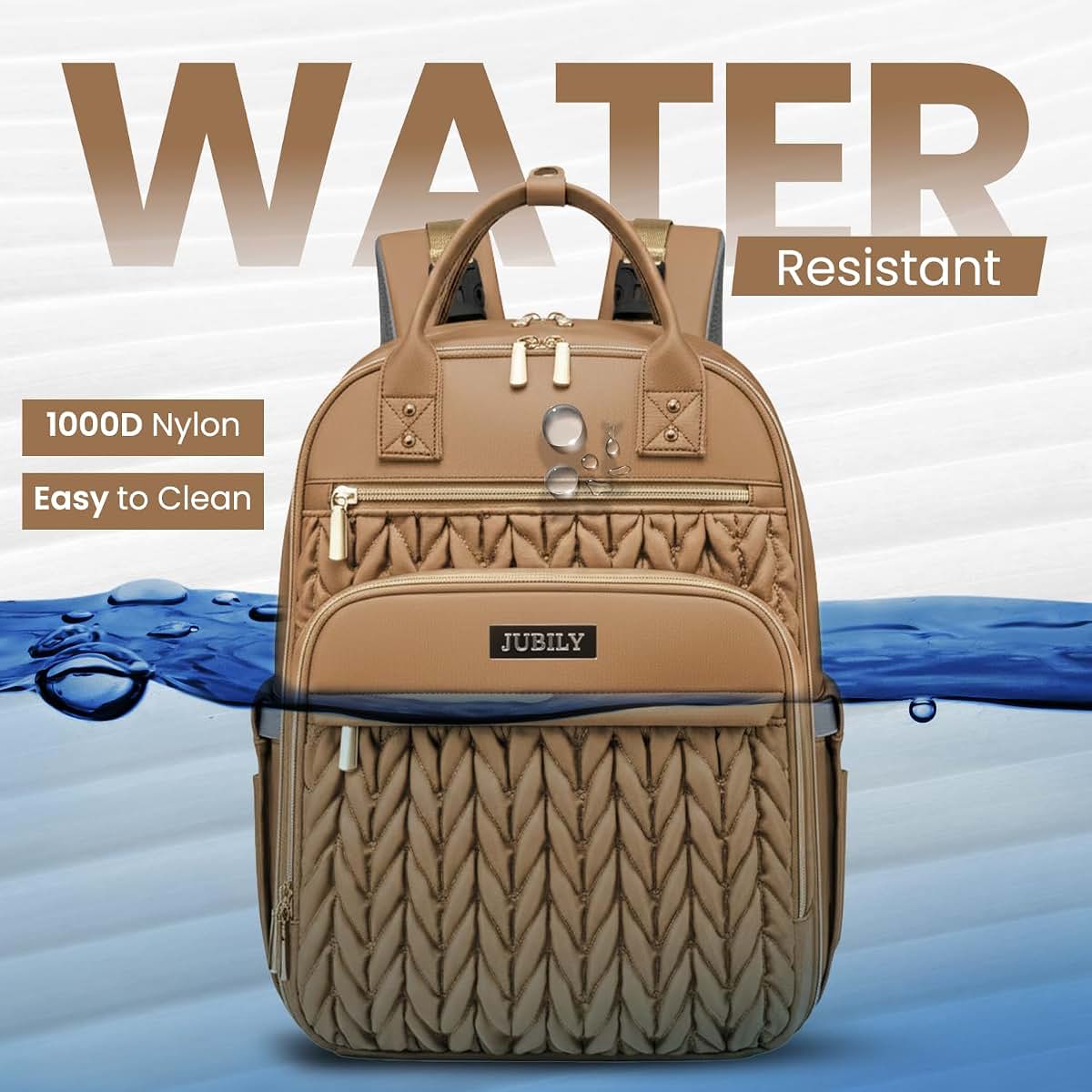 Jubily Diaper Bag Backpack, 30L Waterproof Travel Bag with Portable Changing Pad (photo 3)