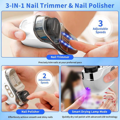Miraiwatimo Electric Nail Clipper With 3 Speeds And Debris Collector