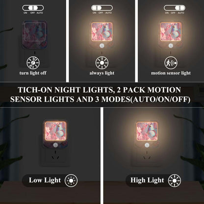 Yuxiz Blue Butterfly Plug-in LED Night Light 2 Pack with Sensor