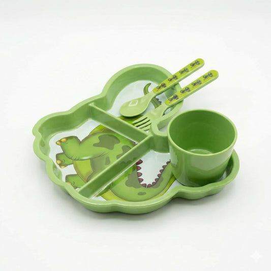 ZUBAYR Dinosaur Kids Dinnerware Set - 4-Piece Toddler Eating Set
