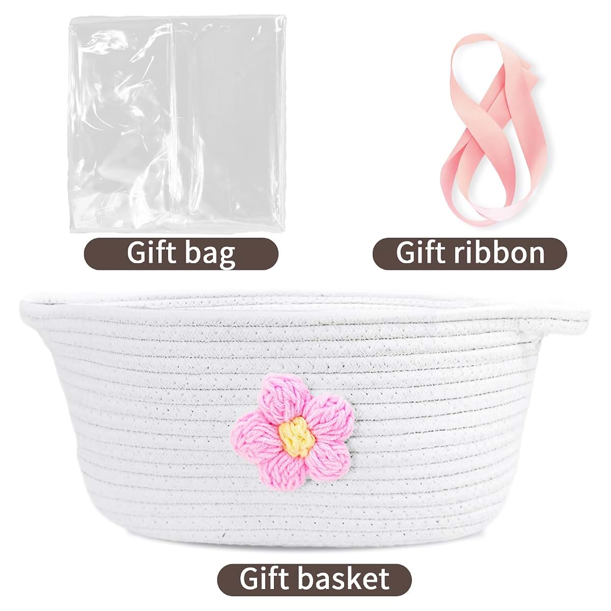 Esme L&H Basket for Gifts, Gift Basket Empty & Ribbon, Large Cap Basket 12x9x6 (photo 3)