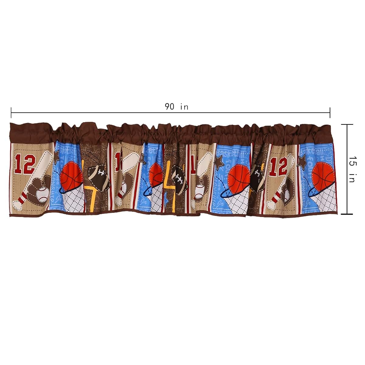 CribMATE Nursery Room Window Valance 1 PC Brown Sports/Pink Animal/Grey Blue Sports Baby Girl/Baby Boy Window Curtain