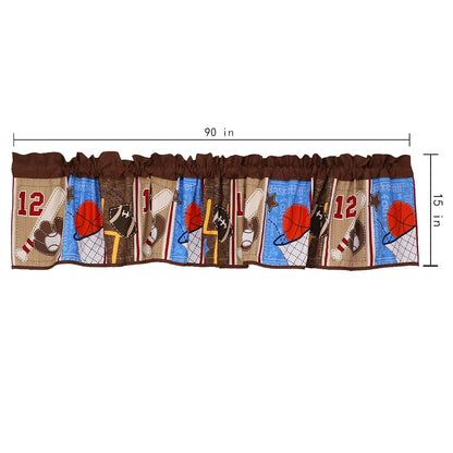 CribMATE Nursery Room Window Valance 1 PC Brown Sports/Pink Animal/Grey Blue Sports Baby Girl/Baby Boy Window Curtain