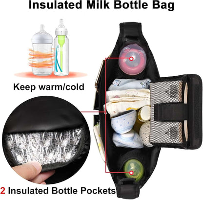 Yokusa Universal Stroller Organizer Bag with Insulated Bottle Pockets, Black