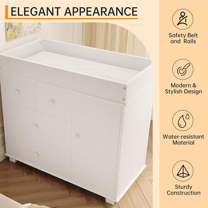 PeacefulHues Baby Changing Table Dresser With 5 Drawers White (photo 4)