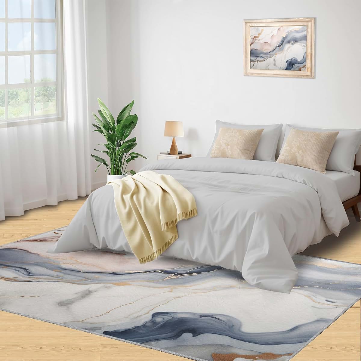 Hyguiuid Modern Luxury Marble Area Rug 5x6 - Stone Textured Marbling Area Rugs (photo 4)