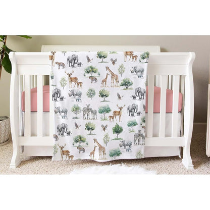 SqtmuHLuo Safari Jungle African Savannah Animal Baby Blanket for Boys Girls Gender Neutral Elephant Giraffe Zebra Rhino
