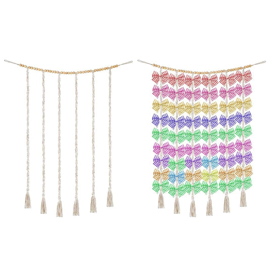 Annasamdo Boho Hair Bow Holder Organizer With Wood Beads