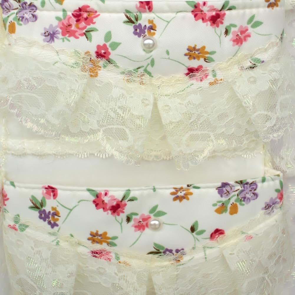 Blancho Bedding Ivory Embroidered Wall Hanging Basket, 11 x 19 Inch