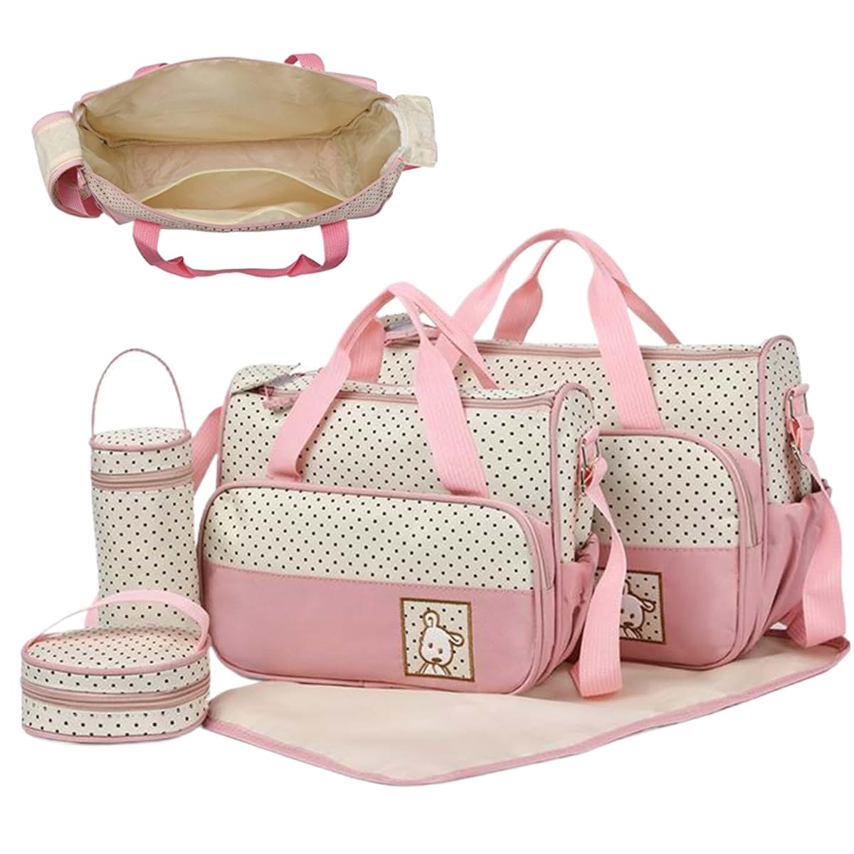 Comebachome Baby Diaper Bags, 5pcs Waterproof Diaper Bag Tote with Handbags, Milk Bottle Bags, Lunch Bag & Mat, Travel (photo 3)