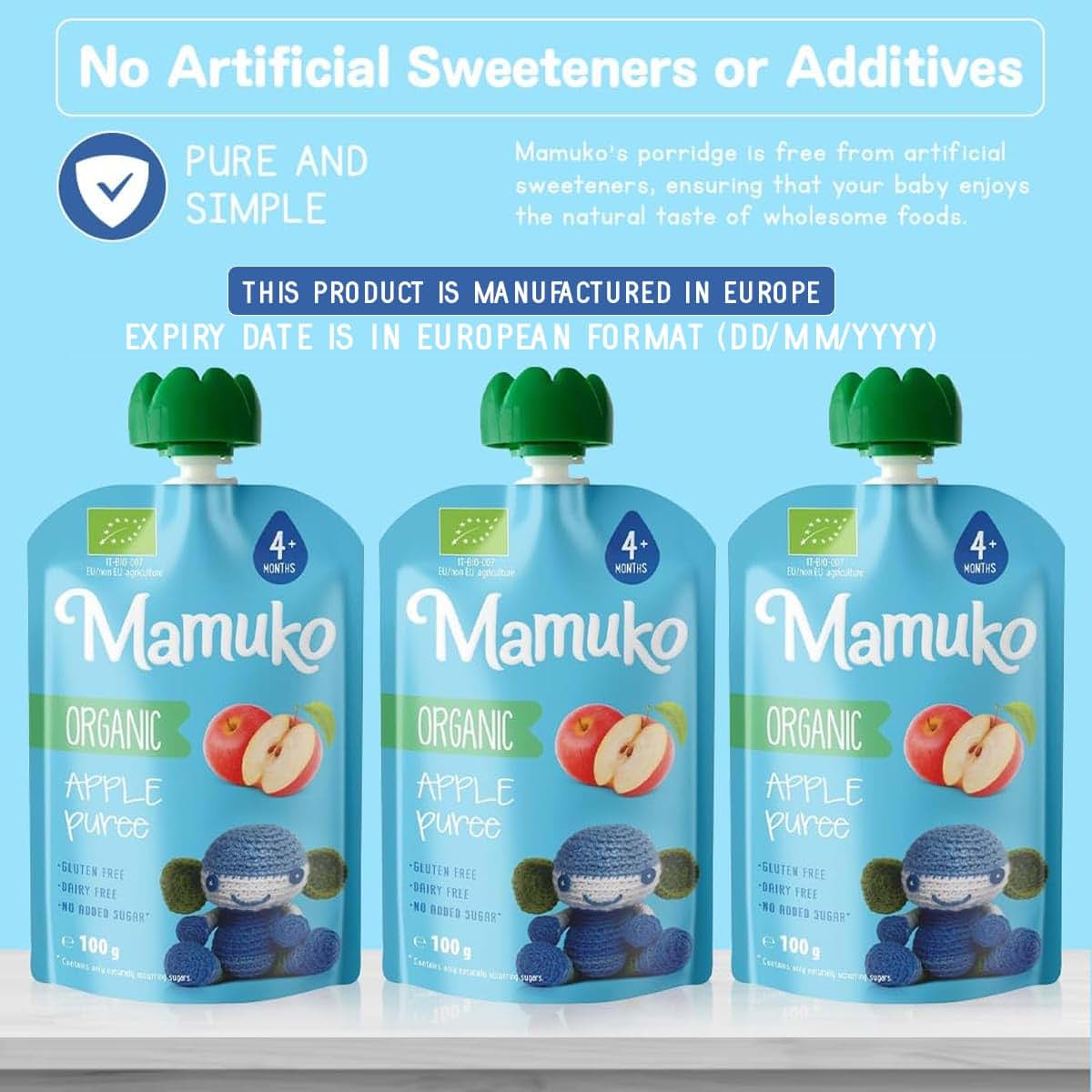 Mamuko Organic Apple Puree, 5-Pack Fruit Pouches For Babies 4+ Months (photo 4)