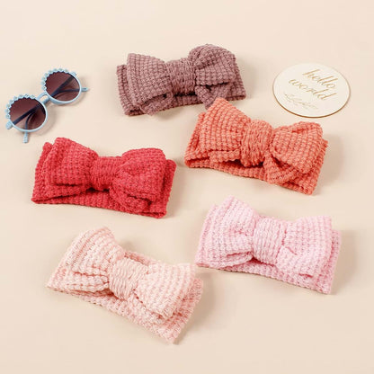 JIAHANG Baby Bows Waffle Turban Head Wraps 9 Pack Set