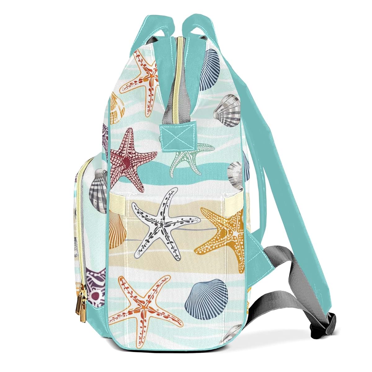 Joyestore Personalized Sea Stars Shell Custom Mom Bag with Name,Dad and Mom Diaper Backpack Waterproof Baby Shower for (photo 3)