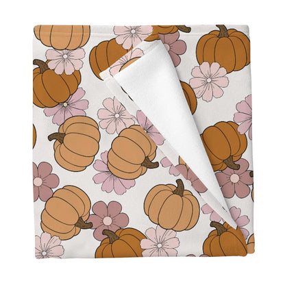 Cstdyfrv Vintage Pumpkin Boho Floral Baby Blanket