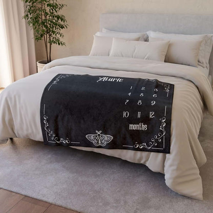 ZEBRA88 Personalized Blanket For Boys, Baby First Days Goth Milestone Blankets, Alternative Baby Personalized Age (photo 3)