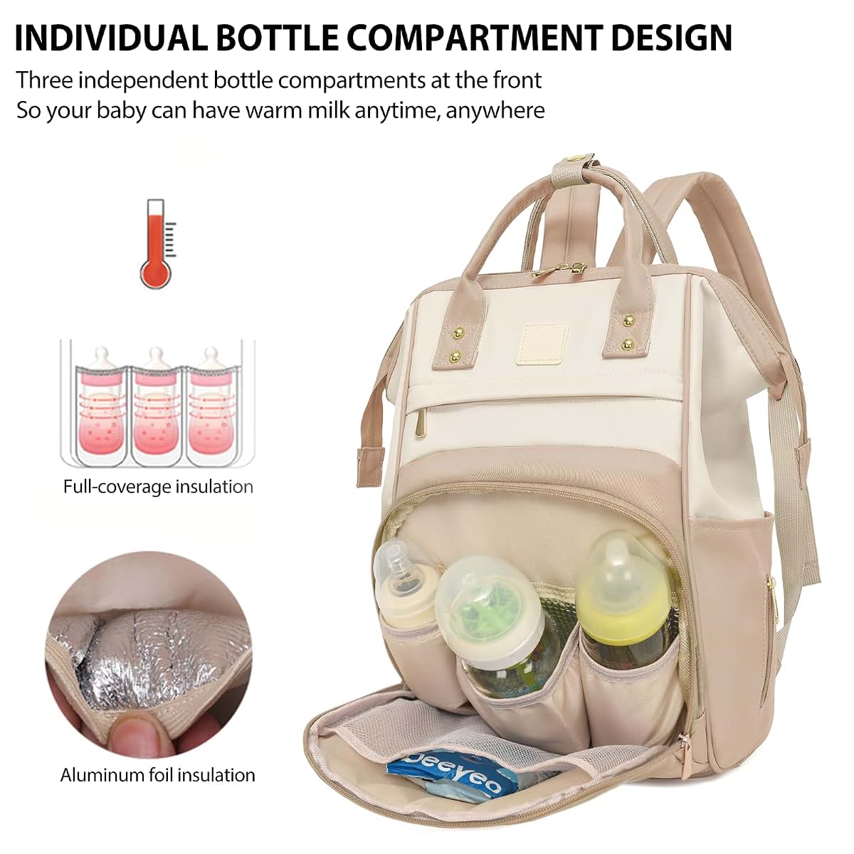 Arynpep Baby Diaper Bag With Insulated Pockets