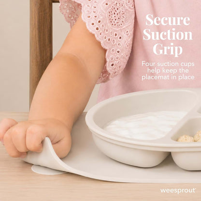 WeeSprout Silicone Suction Placemats with Raised Edges, 2 Pack