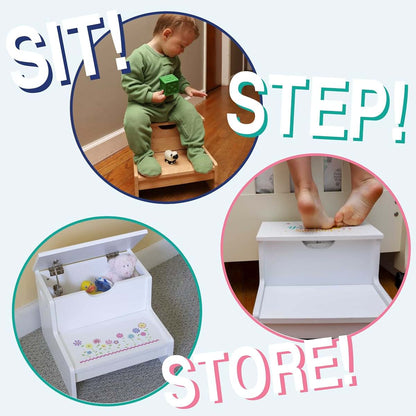 My Bambino Personalized Kids Step Stool | Boys Storage Step Stool (Western) | Custom Name Toddler Bathroom & Kitchen (photo 3)